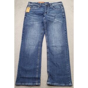 Axel Bootcut Jeans Mens 34x32 Blue Denim Stretch Slim Contrast Stitch AXMB0056